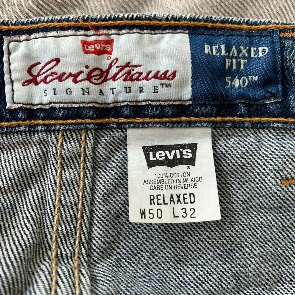 Levi's 540 Vintage 90s Relaxed Fit Tapered Denim Blue Jeans Men Size 50X32 New